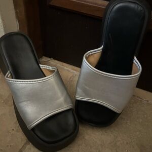 Elegant Silver Slide Sandals